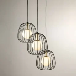 Best Sale Czarna lampa wisząca z drucianymi abażurami SIG 40729 BELL | Kaja Żyrandole Nowoczesne