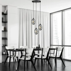 Best Sale Czarna lampa wisząca z grafitowymi kloszami 1266/3PREM z serii ASTRAL Żyrandole Nowoczesne