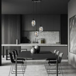 Best Sale Czarna lampa wisząca z grafitowymi kloszami 1266/3PREM z serii ASTRAL Żyrandole Nowoczesne