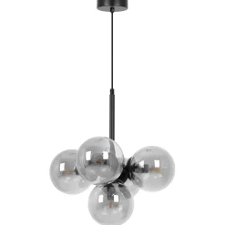 Store Czarna lampa wisząca z grafitowymi kloszami do salonu K-5365 z serii MEGAN Żyrandole Nowoczesne