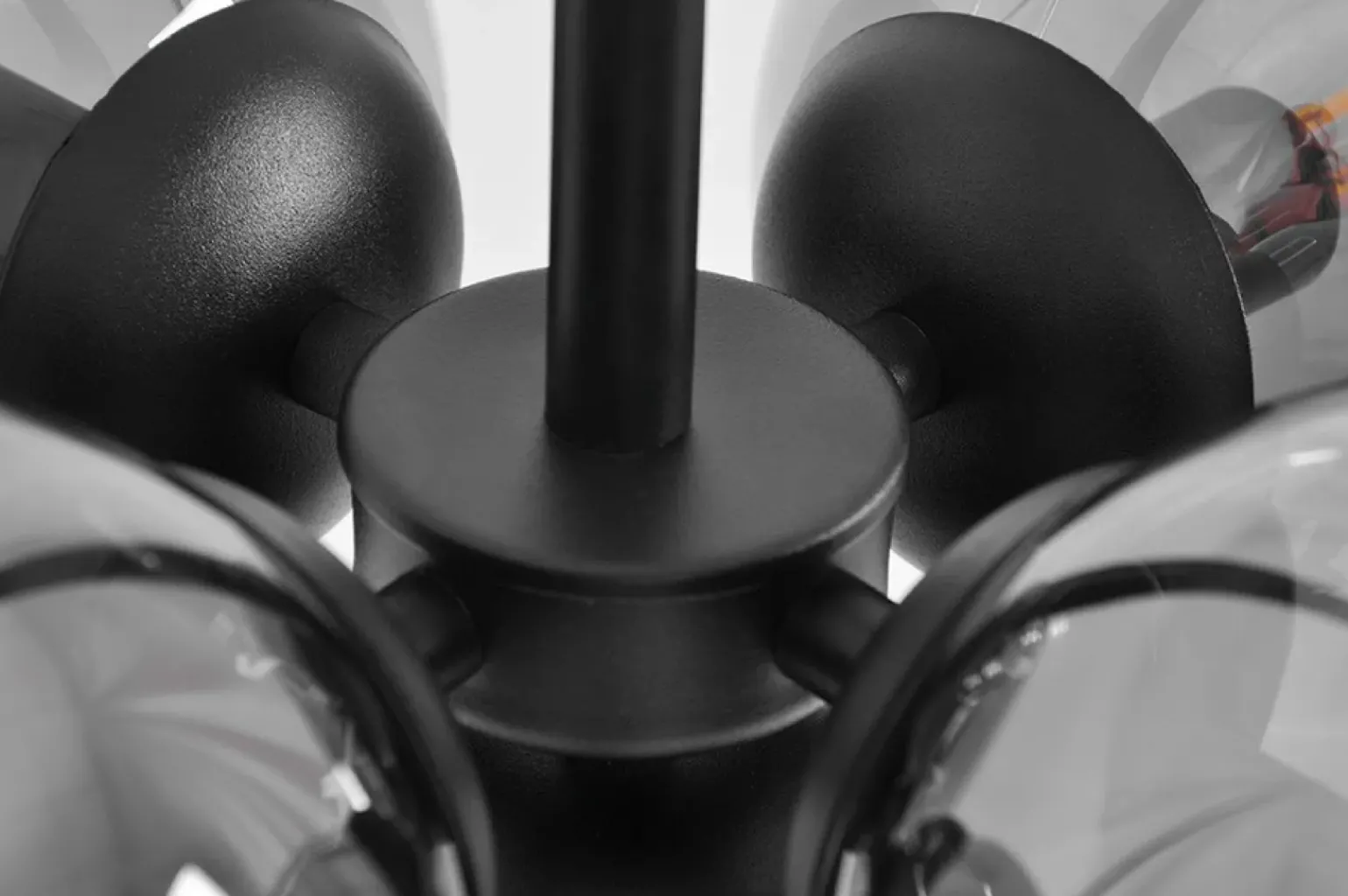 Store Czarna lampa wisząca z grafitowymi kloszami do salonu K-5365 z serii MEGAN Żyrandole Nowoczesne