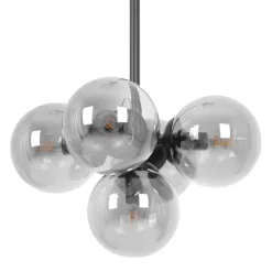 Store Czarna lampa wisząca z grafitowymi kloszami do salonu K-5365 z serii MEGAN Żyrandole Nowoczesne