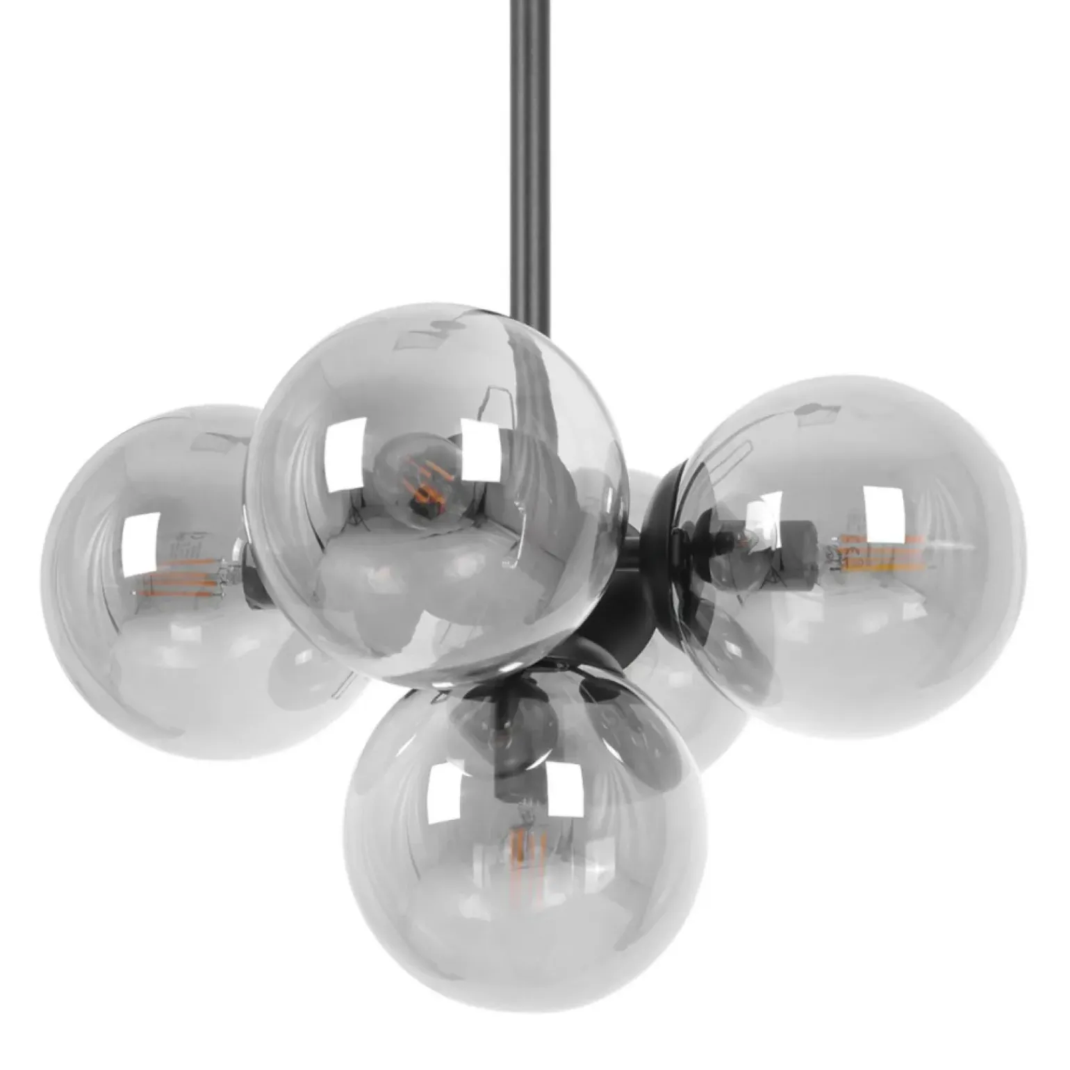 Store Czarna lampa wisząca z grafitowymi kloszami do salonu K-5365 z serii MEGAN Żyrandole Nowoczesne