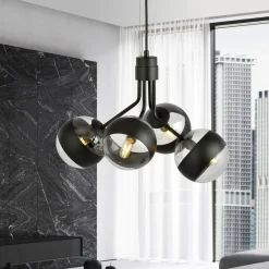 Cheap Czarna lampa wisząca z regulowaną wysokością 1139/4 NOVA | Kaja Żyrandole Nowoczesne