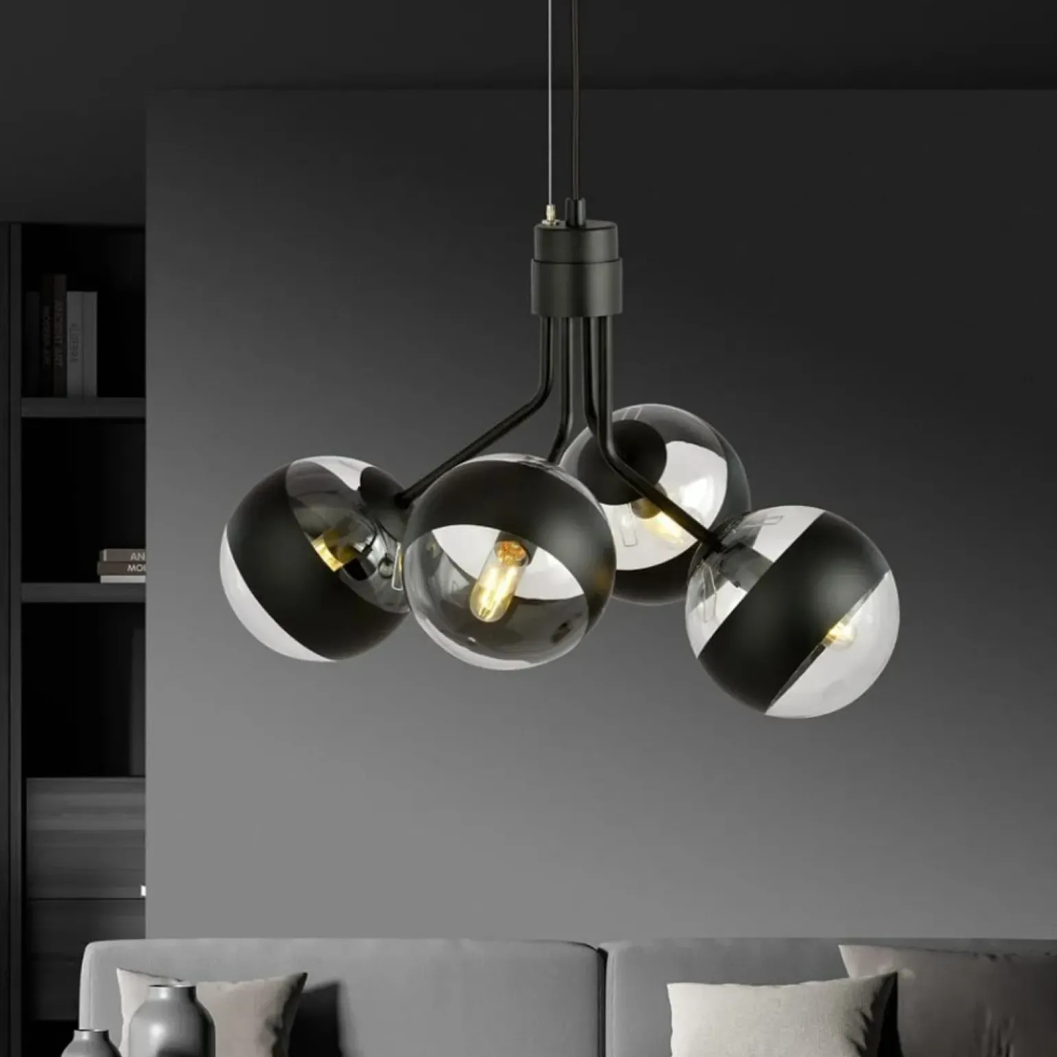 Cheap Czarna lampa wisząca z regulowaną wysokością 1139/4 NOVA | Kaja Żyrandole Nowoczesne