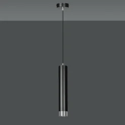 Discount Czarna lampa wisząca ze srebrnymi zrobieniami 643/1 | Kaja Oświetlenie Żyrandole Nowoczesne