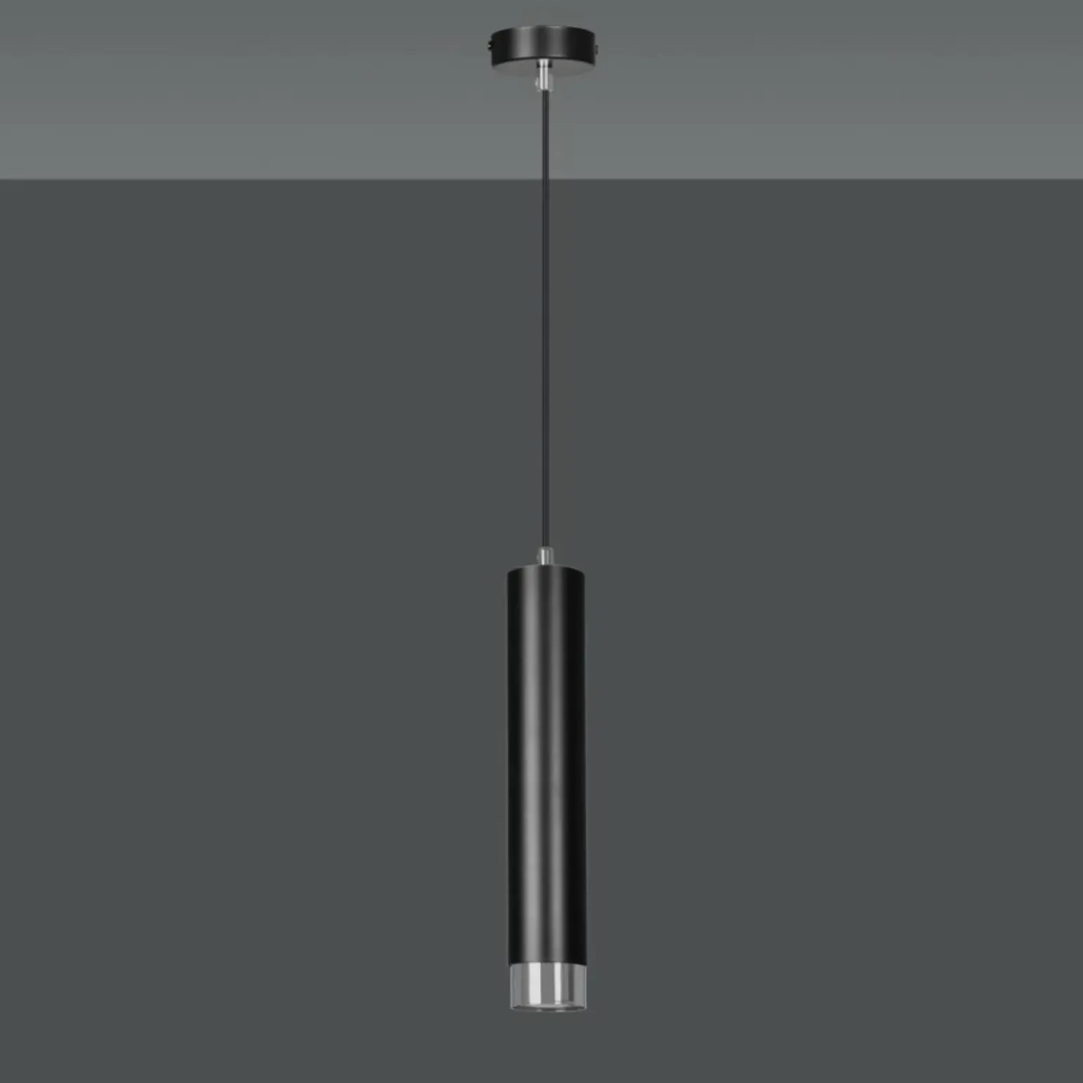 Discount Czarna lampa wisząca ze srebrnymi zrobieniami 643/1 | Kaja Oświetlenie Żyrandole Nowoczesne