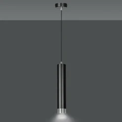 Discount Czarna lampa wisząca ze srebrnymi zrobieniami 643/1 | Kaja Oświetlenie Żyrandole Nowoczesne