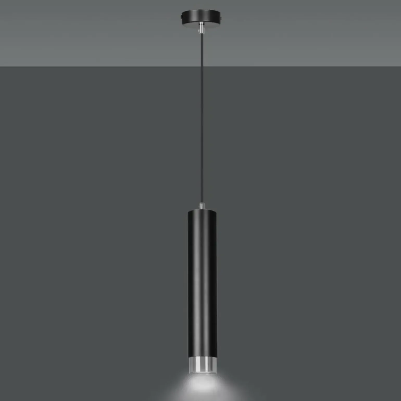 Discount Czarna lampa wisząca ze srebrnymi zrobieniami 643/1 | Kaja Oświetlenie Żyrandole Nowoczesne