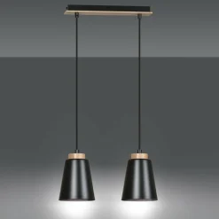 New Czarna lampa wisząca ze zdobieniami drewnianymi 442/2 | Kaja Żyrandole Nowoczesne