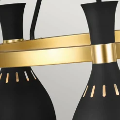 Discount Czarna lampa wisząca ze złotym FE-JOAN5-MB z serii JOAN Żyrandole Nowoczesne