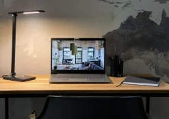 Sklep Kaja Czarna lampka biurkowa z wbudowanym LED-em 8404 | Kaja Oświetlenie