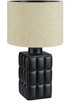Sklep Kaja Czarna lampka nocna z materiałowym abażurem 108247 | Kaja Oświetlenie