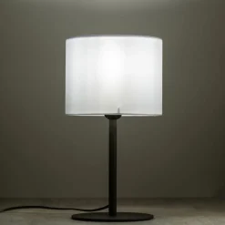 Sklep Kaja Czarna lampka stołowa z białym abażurem TK 5096 z serii RONDO | Kaja