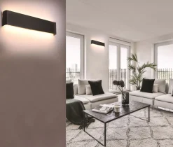 Sklep Kaja Czarna, ledowa lampa ścienna do salonu 83cm AZ5342 GALASSO | Kaja