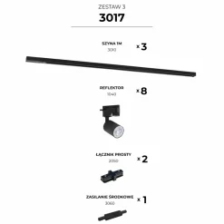 Sklep Kaja Czarna listwa 3m zestaw 1-fazowy z reflektorami ZM 3017 | Kaja