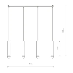 Best Sale Czarna listwa sufitowa na złote tuby, duży gwint 7853 | Kaja Żyrandole Nowoczesne