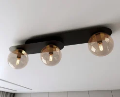 Sklep Kaja Czarna listwa sufitowa z bursztynowymi kloszami 1120/3 PLAZA | Kaja