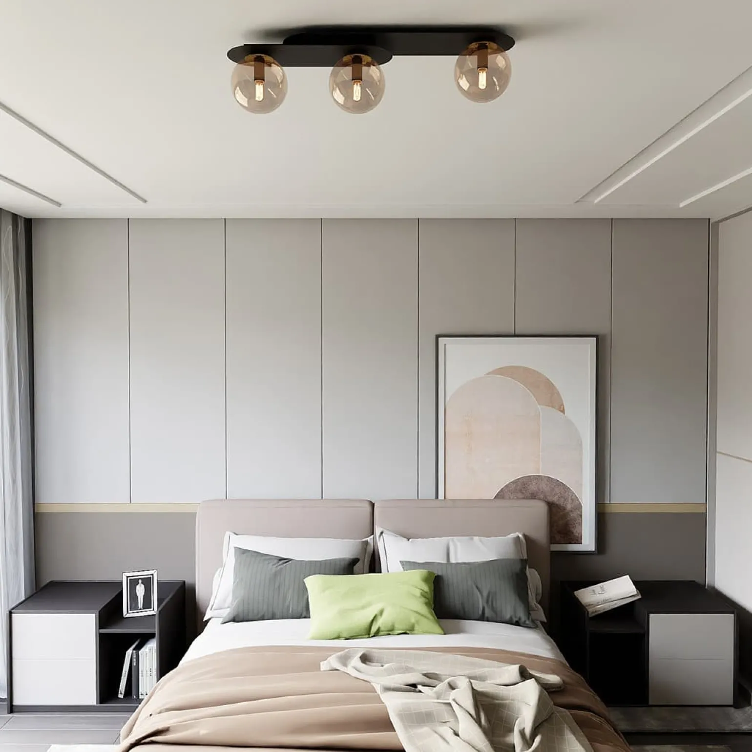 Sklep Kaja Czarna listwa sufitowa z bursztynowymi kloszami 1120/3 PLAZA | Kaja