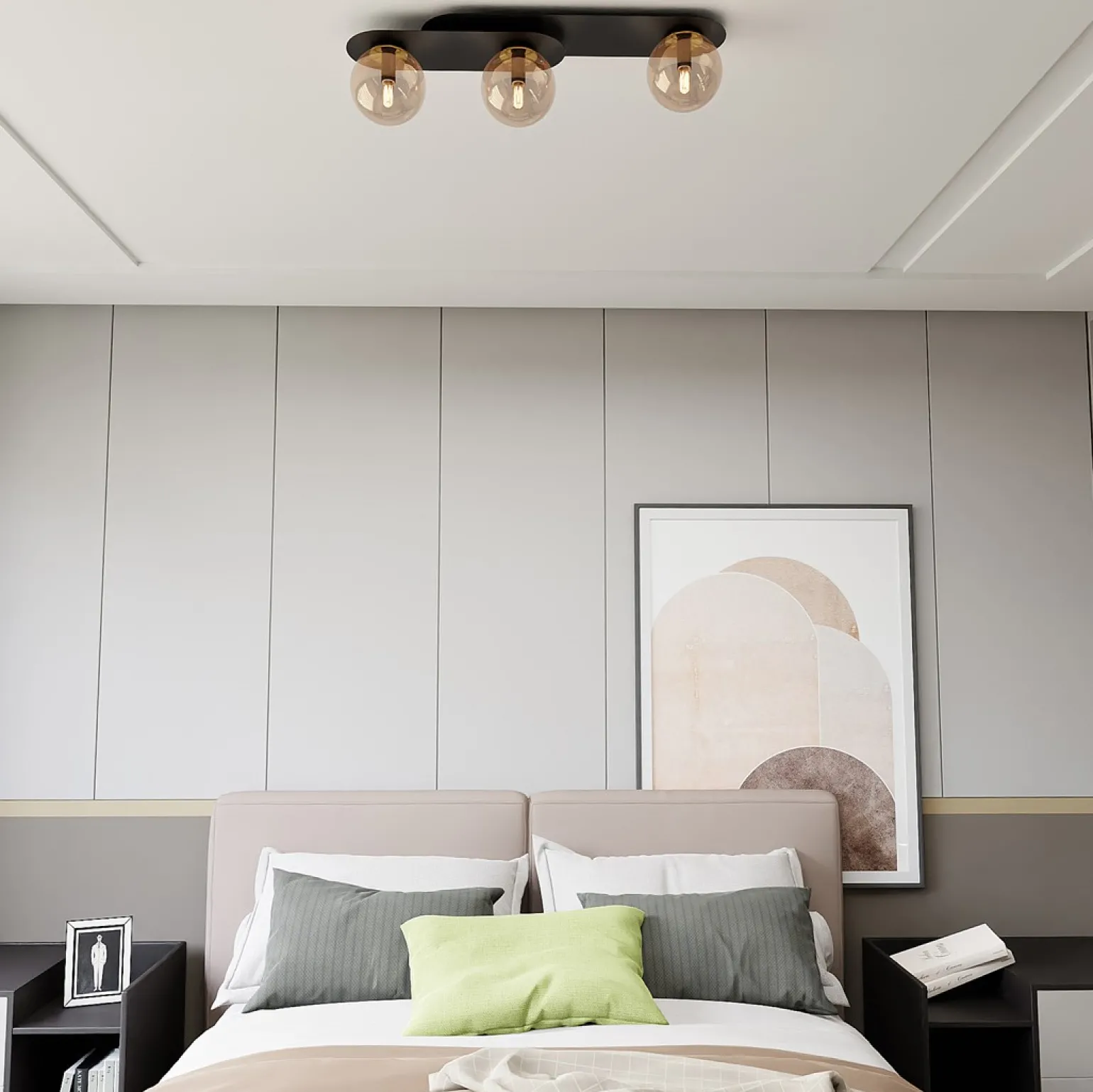 Sklep Kaja Czarna listwa sufitowa z bursztynowymi kloszami 1120/3 PLAZA | Kaja