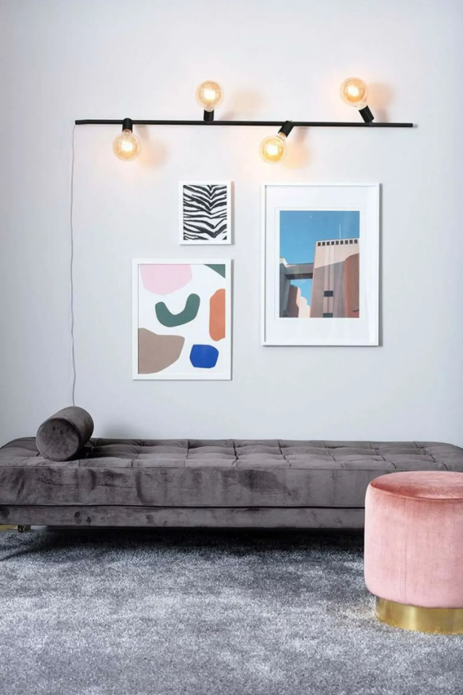 Best Sale Czarna listwa z dwiema lampami na duże gwinty 107969 | Kaja Żyrandole Nowoczesne