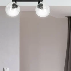 Fashion Czarna listwa z przezroczystymi kloszami 776/2 | Kaja Oświetlenie Żyrandole Nowoczesne