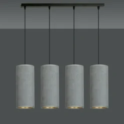 Best Czarna listwa z szaro-złotymi abażurami, nad stół 1060/4 BENTE | Kaja Żyrandole Nowoczesne