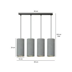 Best Czarna listwa z szaro-złotymi abażurami, nad stół 1060/4 BENTE | Kaja Żyrandole Nowoczesne