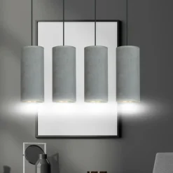 Best Czarna listwa z szaro-złotymi abażurami, nad stół 1060/4 BENTE | Kaja Żyrandole Nowoczesne