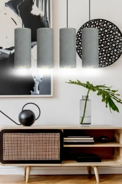 Best Czarna listwa z szaro-złotymi abażurami, nad stół 1060/4 BENTE | Kaja Żyrandole Nowoczesne