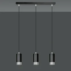 Fashion Czarna listwa z trzema wiszącymi lampami 816/3 | Kaja Oświetlenie Żyrandole Nowoczesne