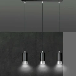 Fashion Czarna listwa z trzema wiszącymi lampami 816/3 | Kaja Oświetlenie Żyrandole Nowoczesne
