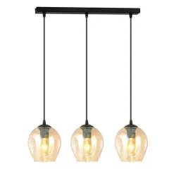 Online Czarna listwa z wiszącymi bursztynowymi kloszami 677/3 ISTAR | Kaja Żyrandole Nowoczesne