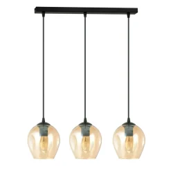 Online Czarna listwa z wiszącymi bursztynowymi kloszami 677/3 ISTAR | Kaja Żyrandole Nowoczesne