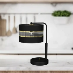 Sklep Kaja Czarna, niebanalna lampa stołowa z abażurem MLP7343 z serii ULTIMO | Kaja Oświet