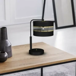 Sklep Kaja Czarna, niebanalna lampa stołowa z abażurem MLP7343 z serii ULTIMO | Kaja Oświet
