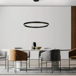 Discount Czarna obręcz wisząca do salonu LP-033/1P S BK TRIANGLE z serii MIDWAY Żyrandole Nowoczesne