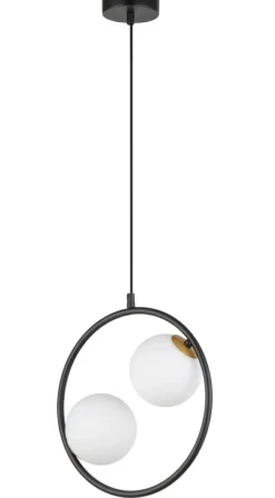 Cheap Czarna obręcz wisząca z mlecznymi kloszami SIG 33410 z serii AQUA Żyrandole Nowoczesne