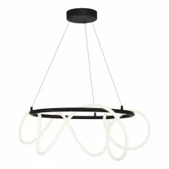 Store Czarna obręcz z ozdobnym ledem, do salonu 20006PL-BK BALBO | Kaja Żyrandole Nowoczesne