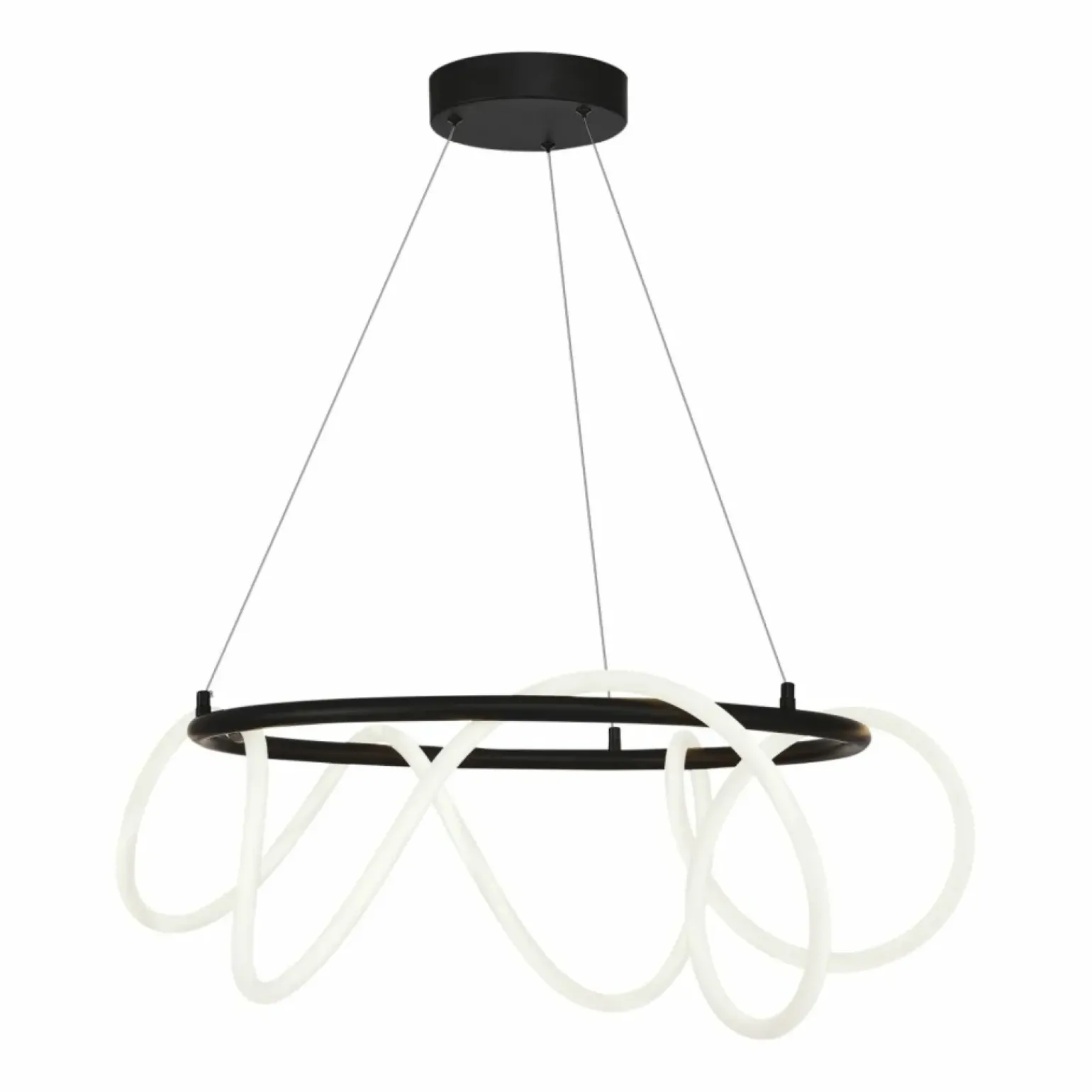 Store Czarna obręcz z ozdobnym ledem, do salonu 20006PL-BK BALBO | Kaja Żyrandole Nowoczesne