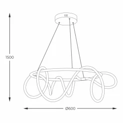 Store Czarna obręcz z ozdobnym ledem, do salonu 20006PL-BK BALBO | Kaja Żyrandole Nowoczesne