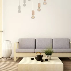 Clearance Czarna, ponadczasowa lampa wisząca z drewnemMLP8826 z serii LINES | Kaja Oświe Żyrandole Nowoczesne