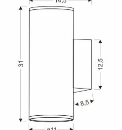 Sklep Kaja Czarna tuba elewacyjna, dwukierunkowy kinkiet 22-32348 PRIMULA | Kaja