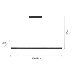 Store Czarna, wisząca listwa sufitowa idealna nad stół 11660-13 z serii LUZI Żyrandole Nowoczesne
