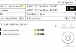 Sklep Kaja Czarne oczko podtynkowe wpustowe LED 4000K AZ3382 FILL | Kaja