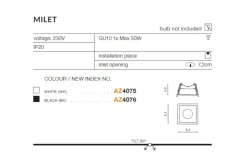 Sklep Kaja Czarne podtynkowe oczko wpuszczane GU10 AZ4076 MILET | Kaja