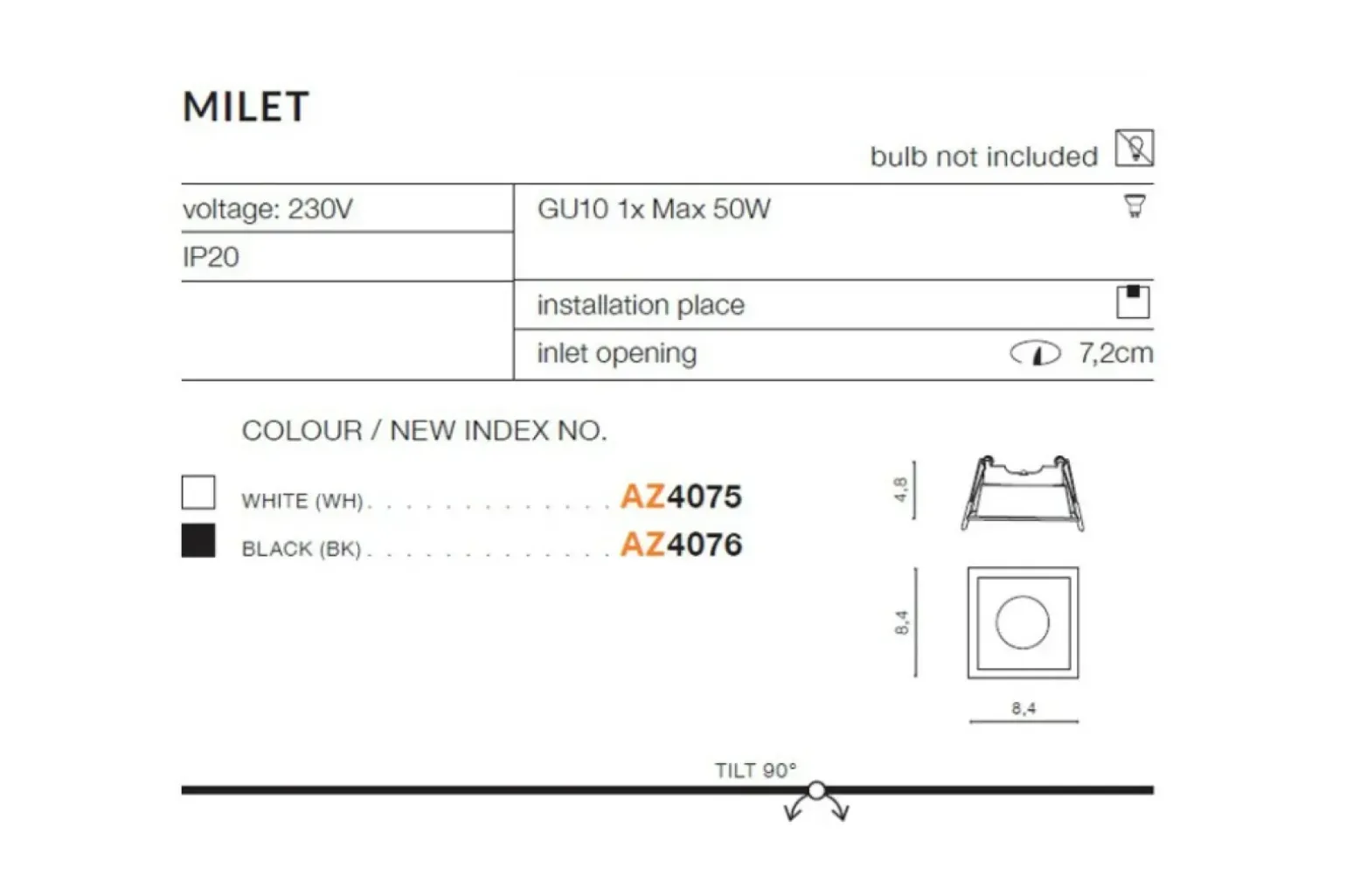 Sklep Kaja Czarne podtynkowe oczko wpuszczane GU10 AZ4076 MILET | Kaja
