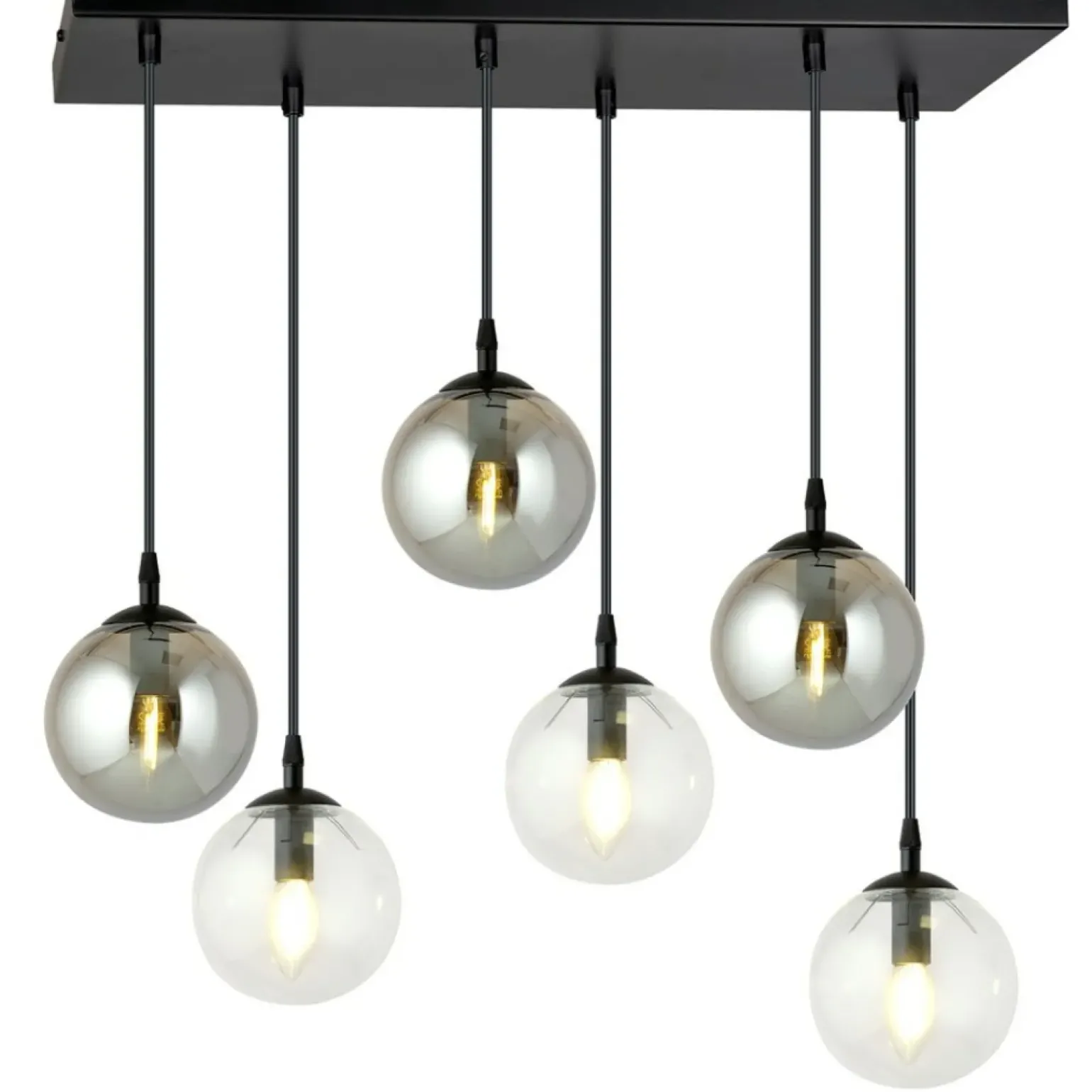 Flash Sale Czarno biała lampa wisząca regulacja wysokości 714/6M2 | Kaja Żyrandole Nowoczesne