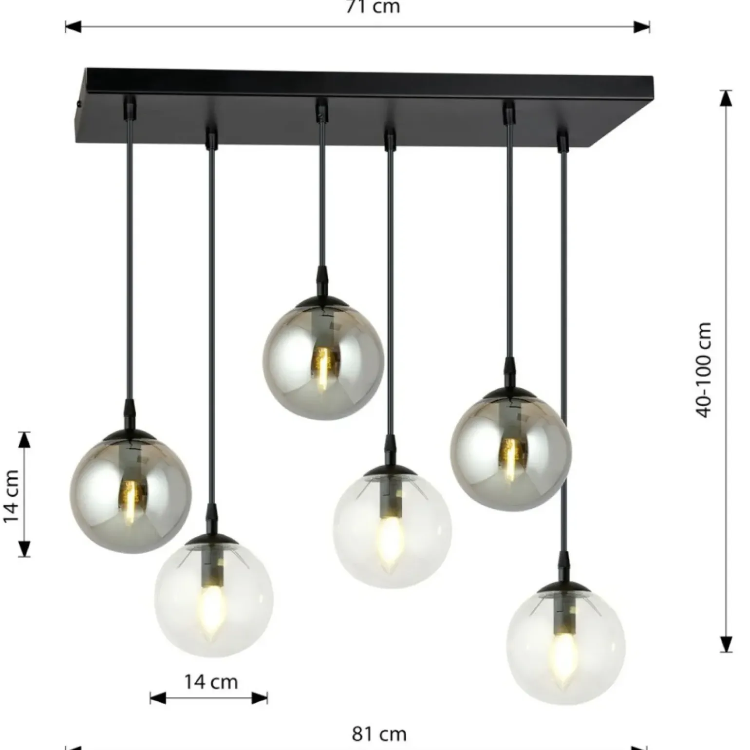 Flash Sale Czarno biała lampa wisząca regulacja wysokości 714/6M2 | Kaja Żyrandole Nowoczesne