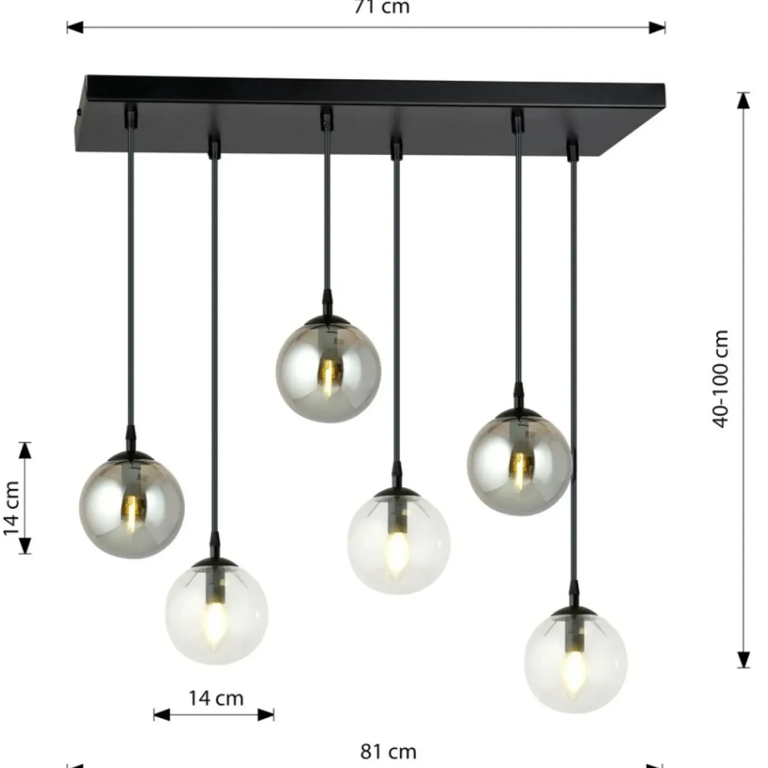 Flash Sale Czarno biała lampa wisząca regulacja wysokości 714/6M2 | Kaja Żyrandole Nowoczesne
